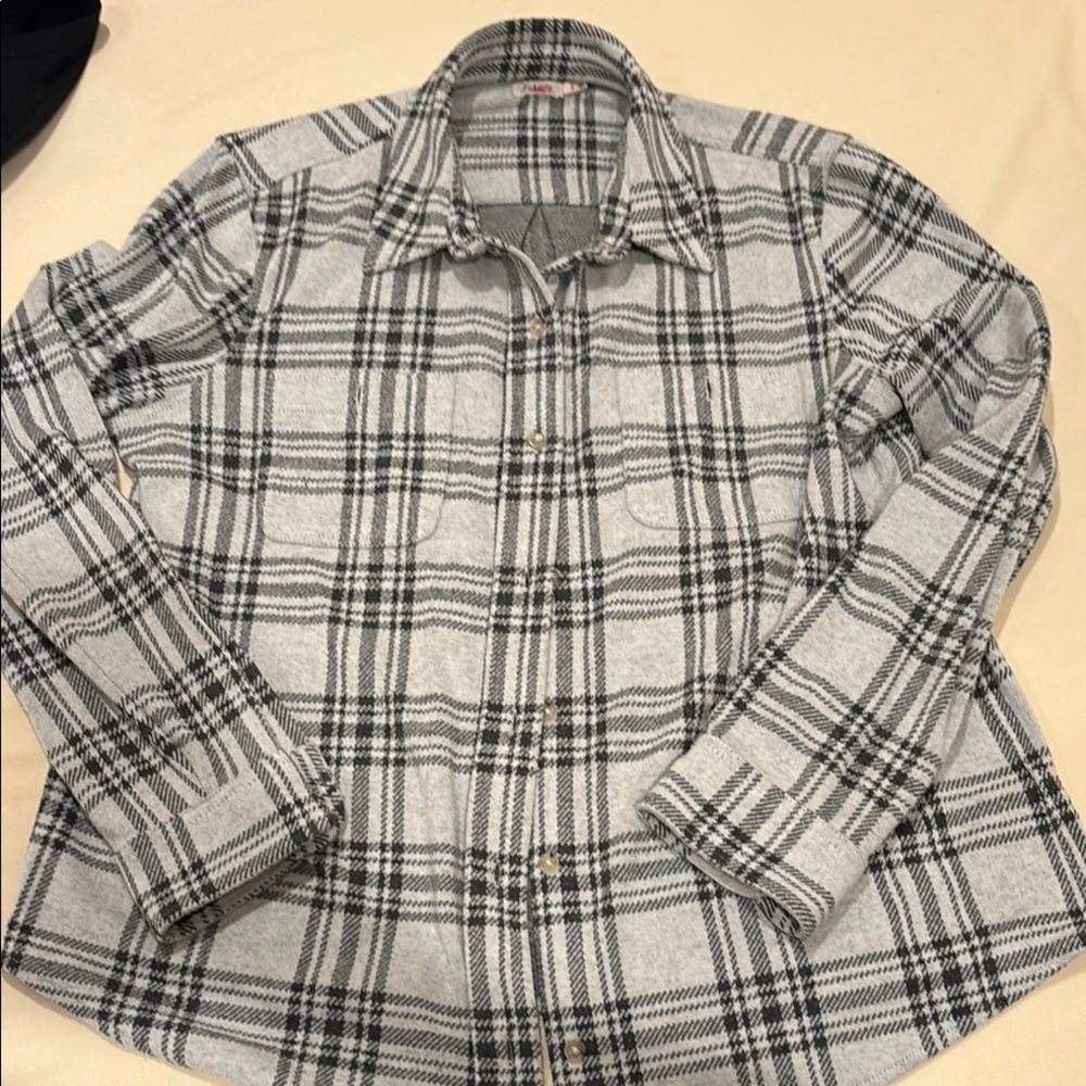 Gray and Black Plaid Button-Up Shirt